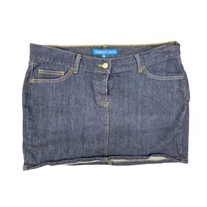 Y2K FCUK Jeans Women's Dark Wash Denim Jean Mini Skirt Size 10 Button Fly 2000s